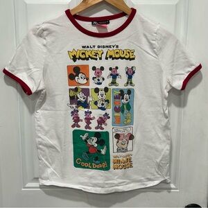 ZARA Disney Limited Edition Mickey Mouse short sleeve ringer T-Shirt Size Medium